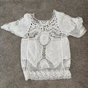 White Bathing Suit Coverup/Top - New Without Tags